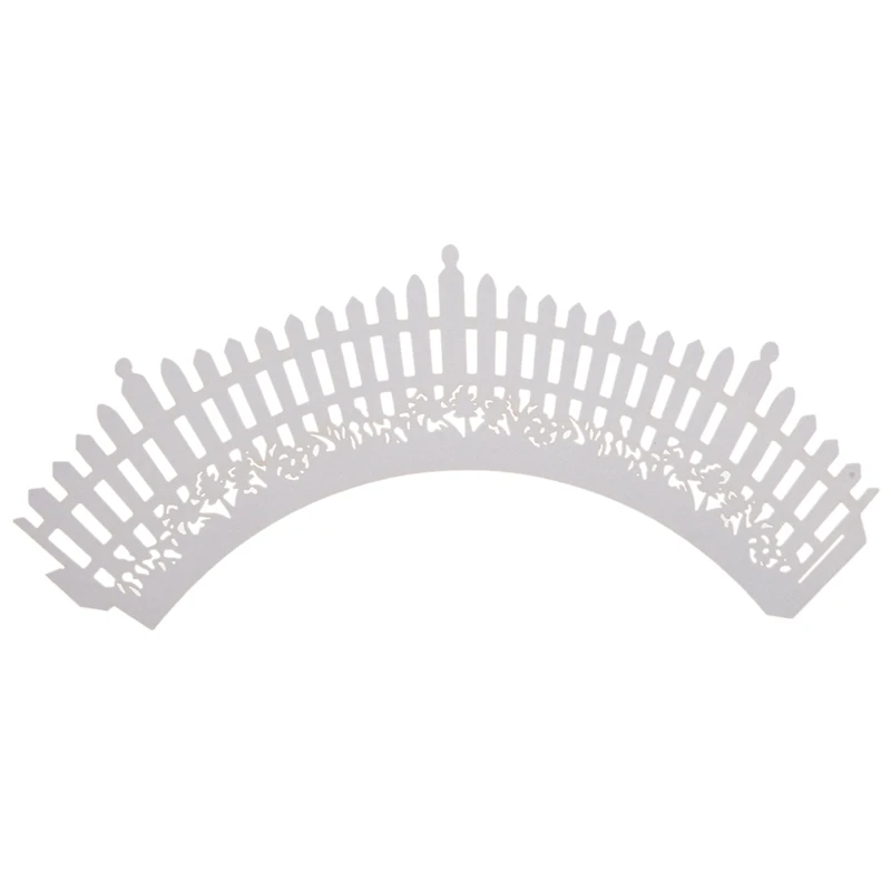 

12 White Fences Pattern Cupcake Cake Wrappers Weddings, Christenings