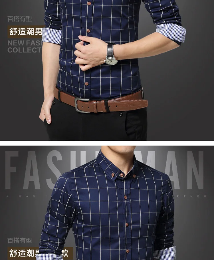 FFXZSJ брендовая Новая Осенняя мужская одежда Slim Fit Мужская рубашка с длинными рукавами мужская клетчатая хлопчатобумажная повседневная мужская рубашка Social Плюс Размер M-5XL