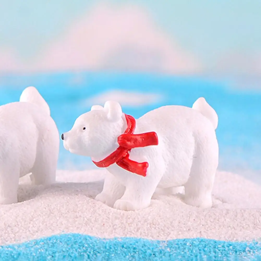 Bonsai Fairy Garden Christmas Animals Model Polar Bear Figurine Miniature 