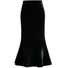 Плюс размер 4XL! осенне-зимняя бархатная юбка русалки Женская юбка с высокой талией