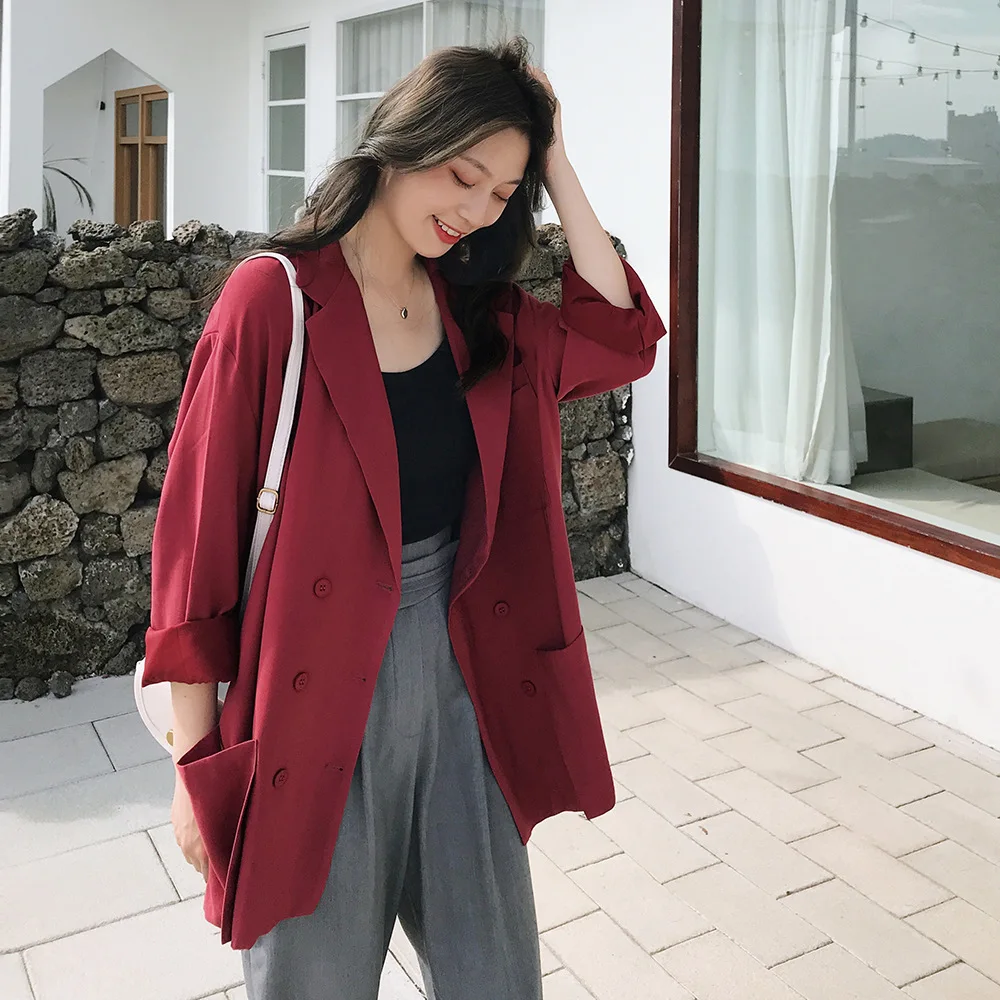 burgundy blazer outfit women