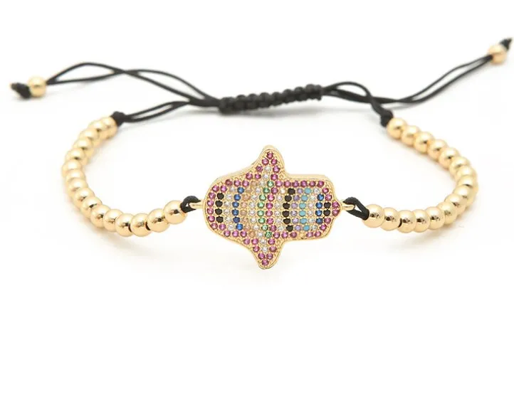 gold silver micro pave color cz Cubic Zirconia rope adjusted Copper Beads Bracelet cg5 Charm Braided Bangles Women | Украшения и