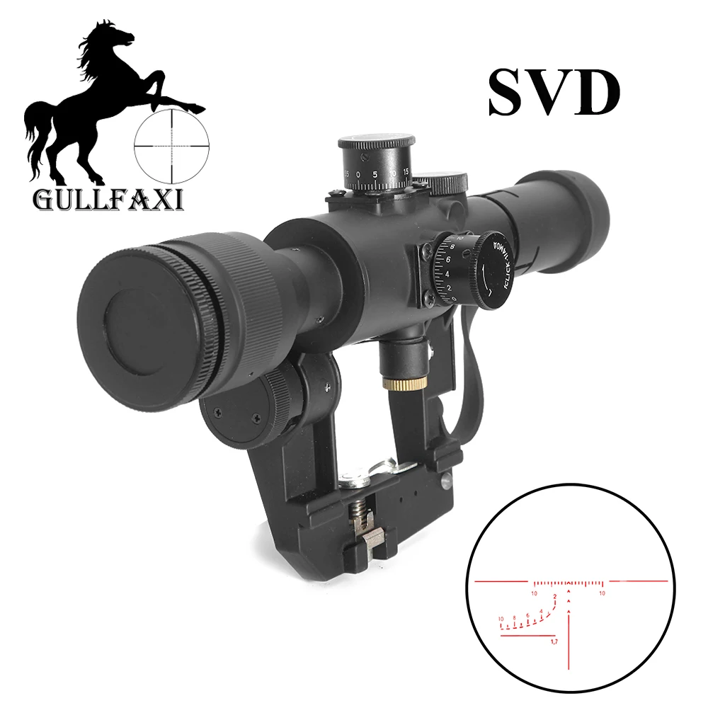 

Gullfaxi Optic Sight 4X26 SVD Hunting Scope PSO-1Collimator Sight For AK47 AK74 Rifle optics Red Led Illmination Weapon Sight