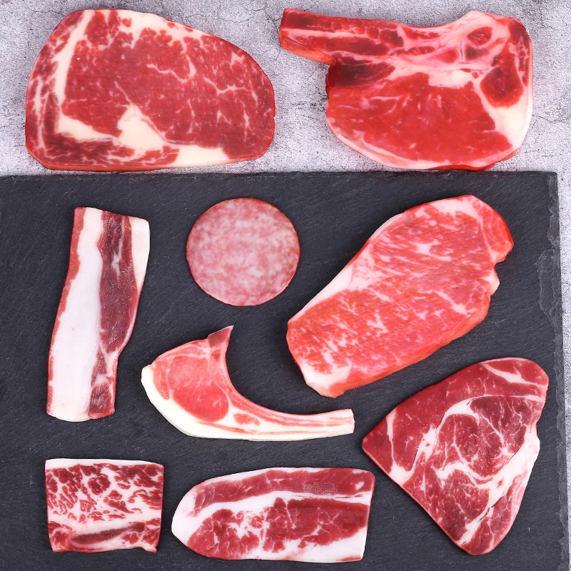 Domácí řemesel simulace jídlo hanebný biftek maso opéci vepřové slanina modelka fotografie rekvizity okno dekorace
