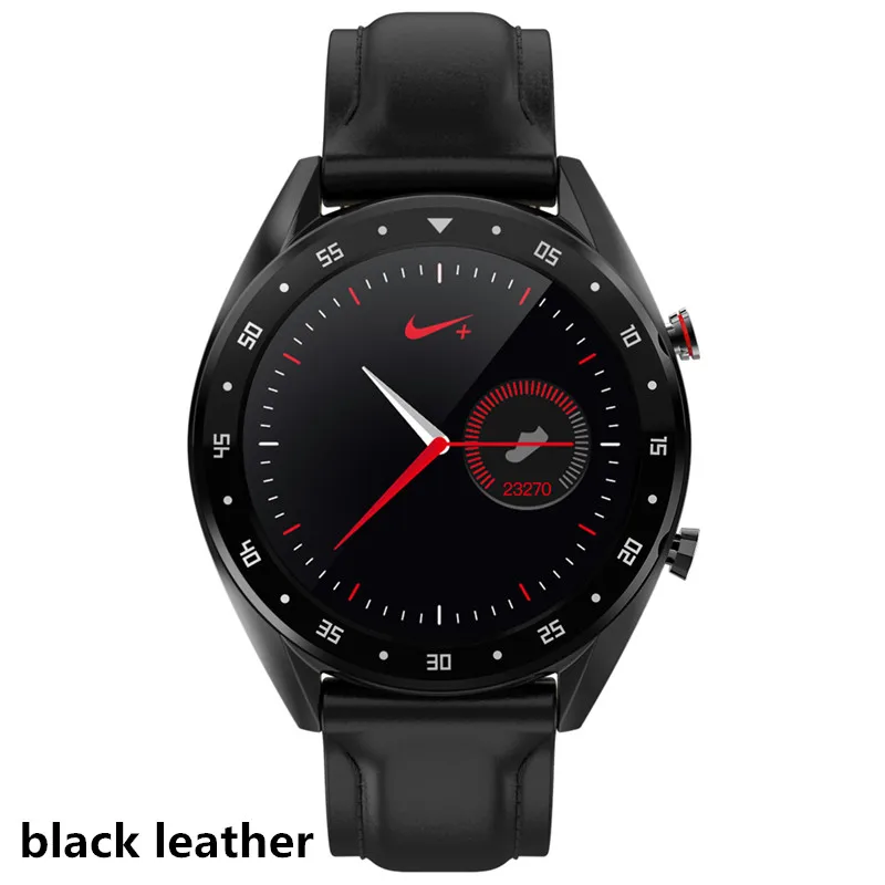 black leather Смарт-часы L7, Bluetooth, шагомер, умные часы, мужские, кровяное давление, пульсометр, HD экран, водонепроницаемые, L7, Смарт-часы - Цвет: black leather