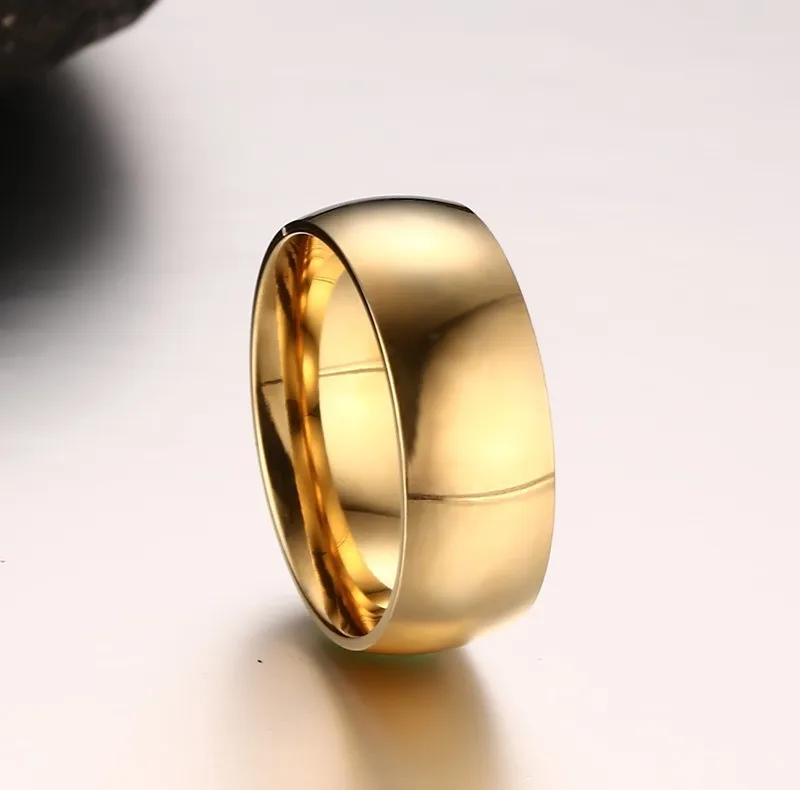 8 мм 6 мм 4 мм ширина гладкое Золотое серебряное обручальное кольцо из нержавеющей стали металлическое женское мужское ювелирное изделие
