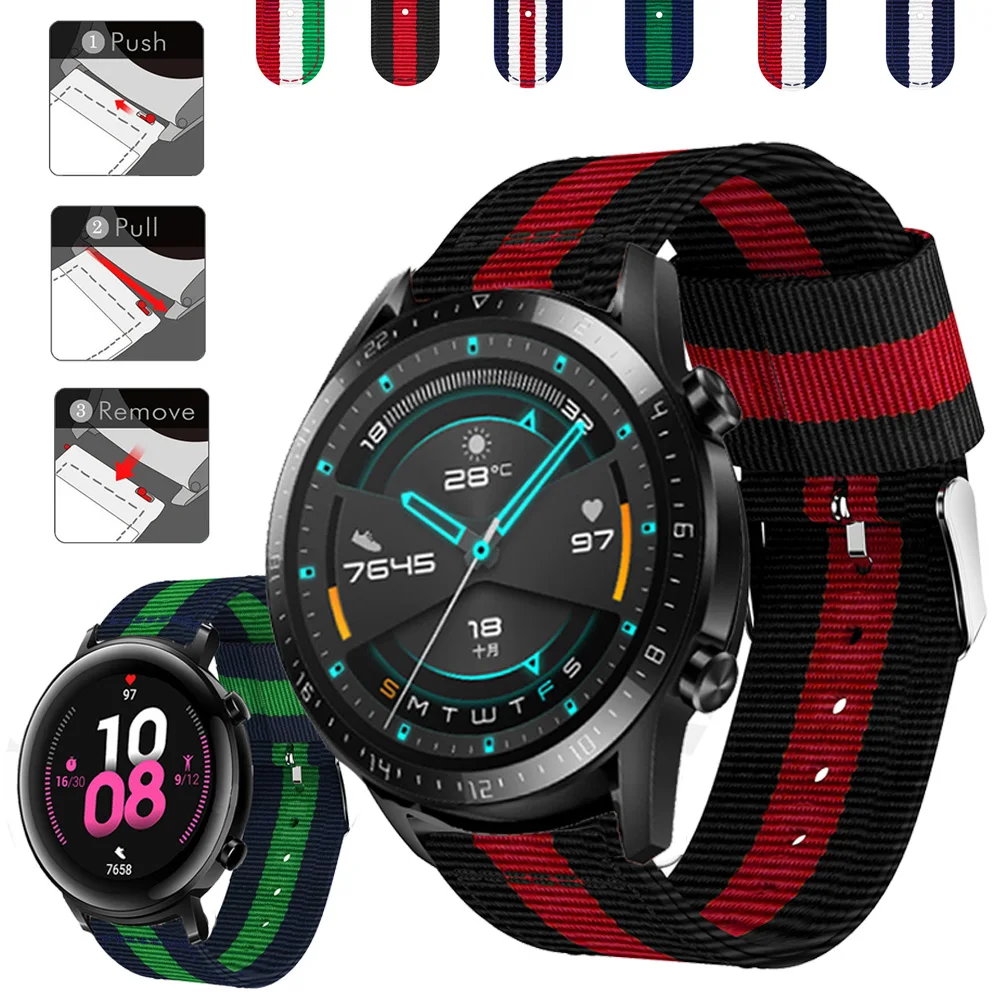 

Replacement wristband Strap For 20mm 22mm watchband wrist Strap Bracelet for Huawei observation GT 2 46mm 42mm GT2 nylon belt