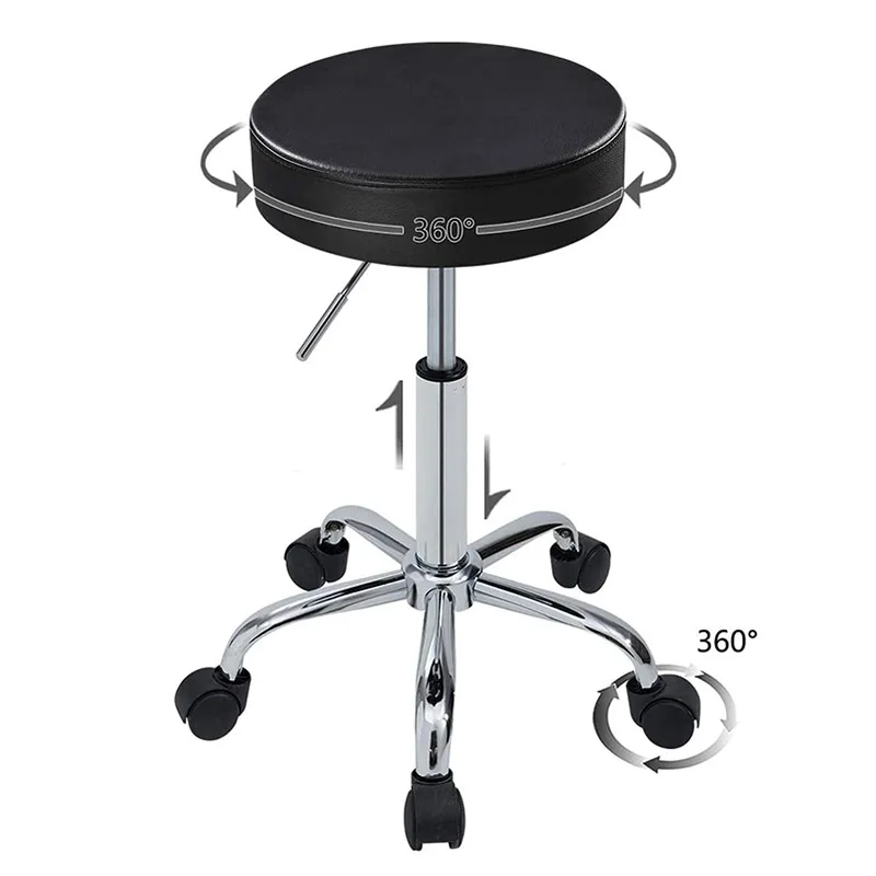 Round Rolling Massage Stool with Wheel Height Adjustable Spa Drafting Clinic Tattoo Swivel Salon Chair Stools Task Chair