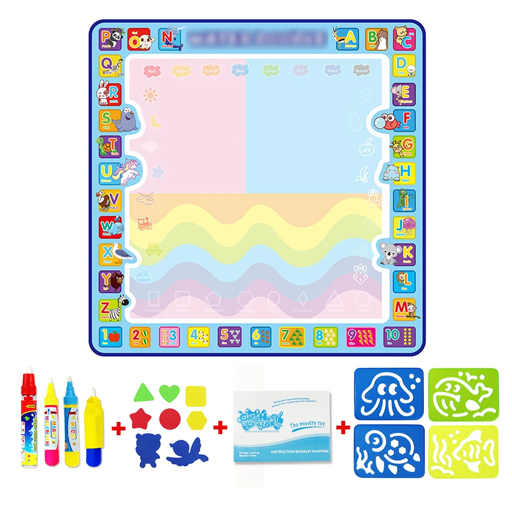 Big Size Water Magic Drawing Mat with Pens Accessories Set Doodle Mat Painting Board Art Educational Toy Birthday Gift for Kids 12