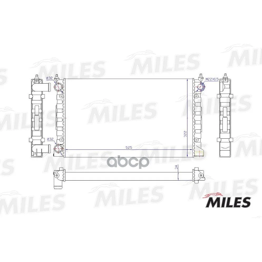 Радиатор Vw Passat 1.6/1.8 88-98 Miles Acrm021 Miles арт. ACRM021