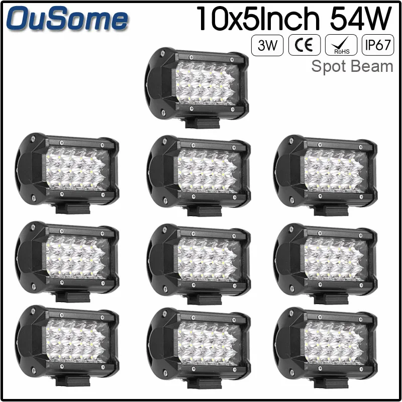 10pcs 5 inch 54W offroad LED work light lamp car 4x4 working lights truck 12V Driving fog Spotlights tractor | Автомобили и