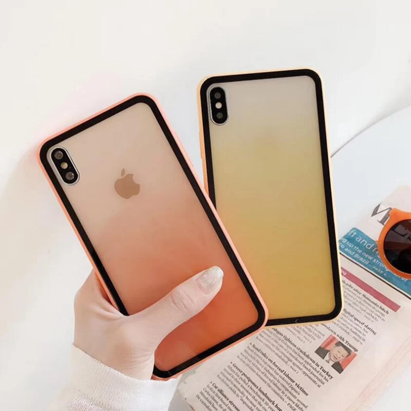 

Gradient Glass Case For iphone 6S 6 S plus 8 7plus Soft TPU Shockproof Cover For iphone XR XS XSMax iphone X 10 8 7 XR XS Cases