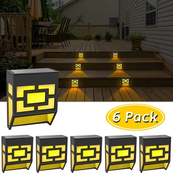 

6pcs Solar Power LED Wall Light 2 Modes Waterproof Courtyard Deck Fence Garden Lamp for Household Outdoor Decoration Lighting