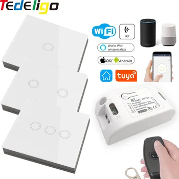 

Tuya Smart Life Wifi Touch Switch Light RF 433Mhz Remote Control On/Off AC 90-220V Receiver Google HomeAmazon Alexa VoiceControl