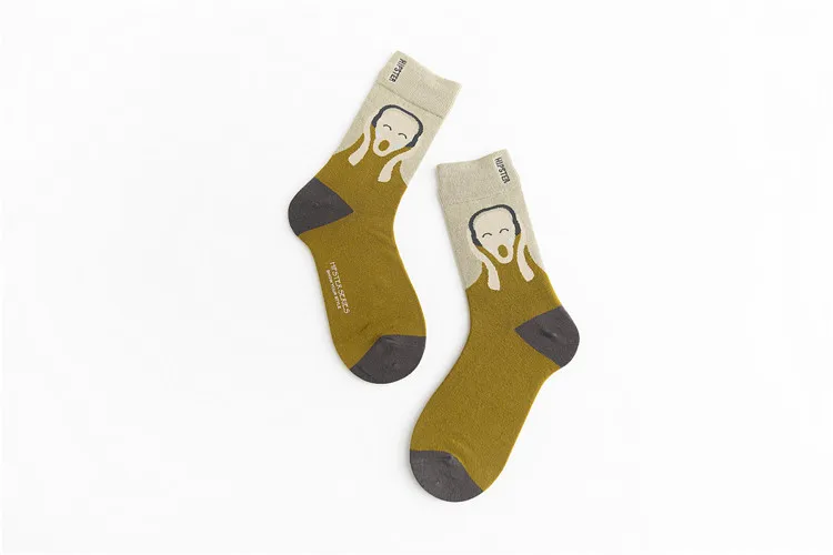 Женские носки унисекс с рисунком космонавта, 100 хлопок, Harajuku, цветные длинные носки, женская уличная одежда, 1 пара, размер 35-43 - Цвет: 8115-Yellow