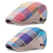 Мужские береты, цветные клетчатые шляпы, кепка для вождения гольфа, плоская кепка газетчика