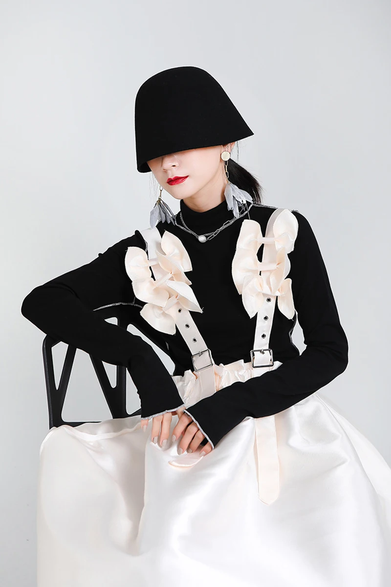 [EAM] Women Black Bow Split Joint Buckle Temperament Dress New Sleeveless Loose Fit Fashion Tide Spring Autumn 2020 1Z663