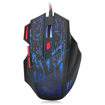 

5500DPI USB Wired Mouse LED Optical Crack Glow Gaming Mouse 7 Buttons Gamer Laptop PC Mice