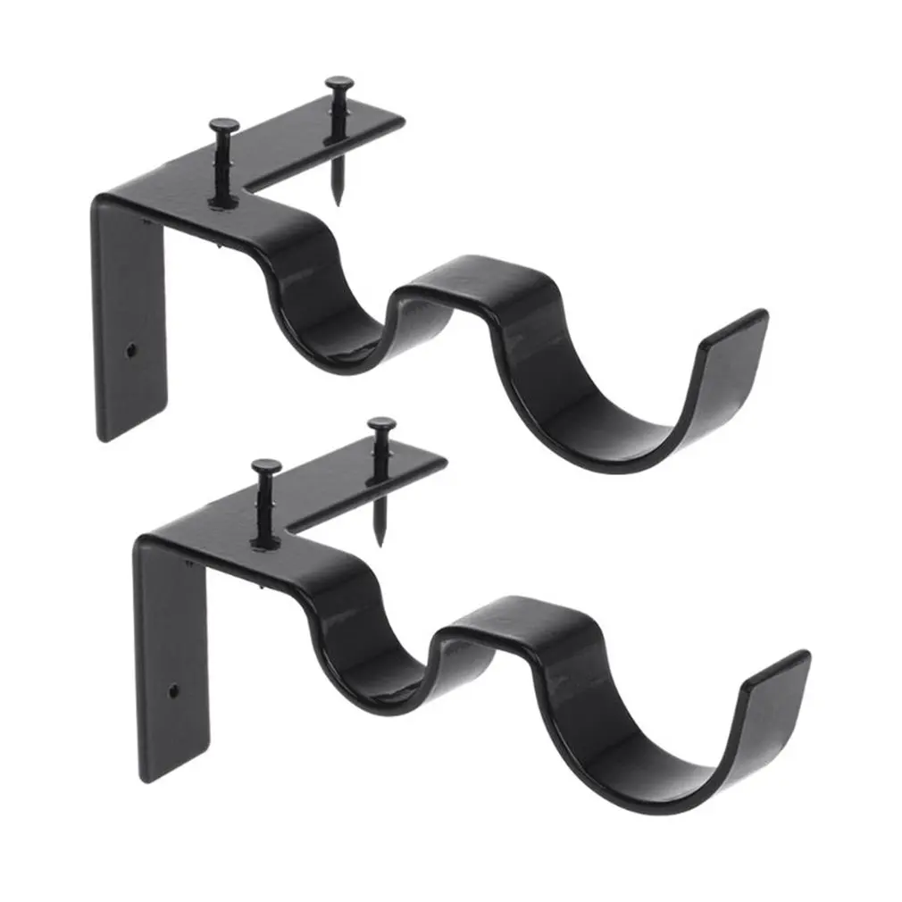 2pcs black Практичные кронштейны для карниза, прочные карниз для шторы, держатель для домашних аксессуаров - Цвет: 2pcs black