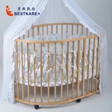 Европейская большая овальная кроватка из цельного дерева, многофункциональная детская кровать, безопасная игровая ограда, ограждение для детской прогулки