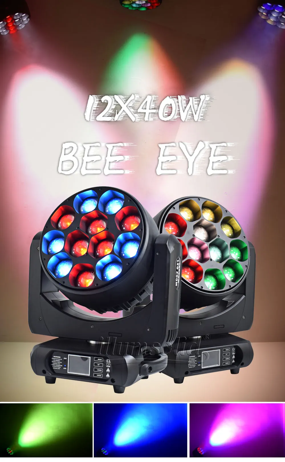 Движущиеся глаза пчел 12x40w RGBW DMX512 сценический эффект освещения для украшения ночного клуба и бара