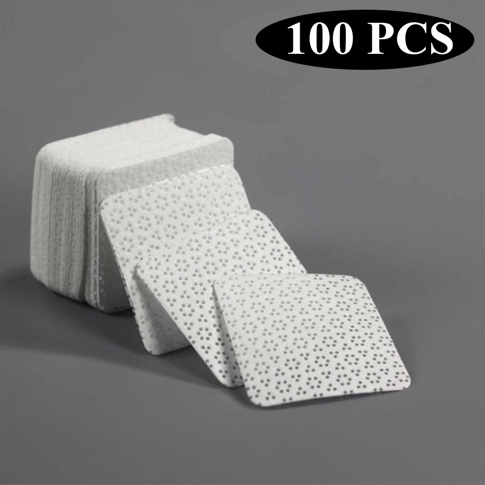 100Pcs Ladymisty 60/100/200/600 шт Клей для ногтей салфетки для очищения хлопок бумажные салфетки очиститель клея клей колодки отверстие бутылки чистящие средства - Цвет: 100Pcs