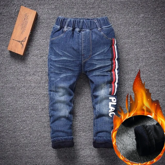 Bibicola зима джинсы для мальчиков теплые thicfleece Штаны хлопок спортивные детские