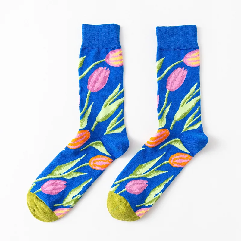 Хлопковые носки для мужчин, повседневные, в стиле Харадзюку, креативные, цветные, забавные, женские носки, без пятки, с рисунком цветов, птиц, эскизов, скейтборд, унисекс - Цвет: Светло-серый