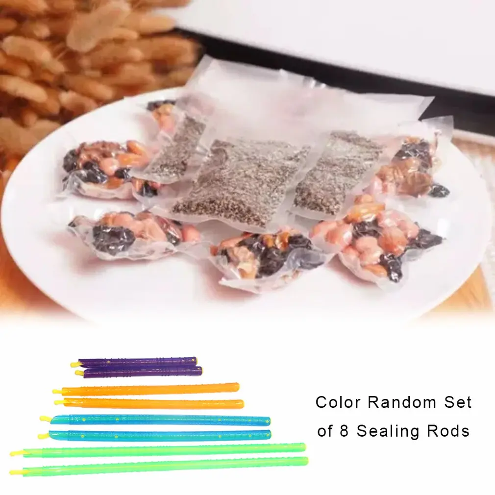8 Pcs Plastic Bag Clip Seal Stick Storage Bar Storage Bag Househoud Sealer Clamp Snack Fresh Food Rod Clip Kitchen Tools