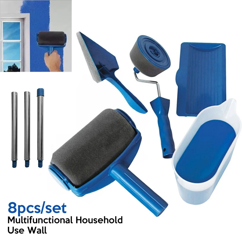 

8Pcs Multifunctional Household Use Wall Decorative Paint Roller Brush Handle Tool DIY Easy to Operate Painting Brush Tools