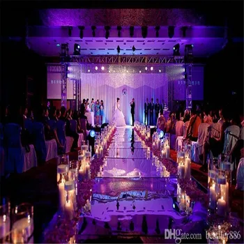 

1.2m Wide Silver Double Side Wedding Ceremony Centerpieces Decoration Mirror Carpet Aisle Runner Party Supplies MYY
