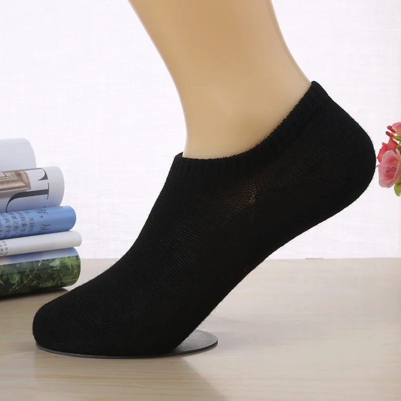 5 пар ярких цветов, женские носки, хлопковые нескользящие короткие носки-лодочки, женские невидимые мягкие носки с сердечками, зима-осень - Цвет: Черный