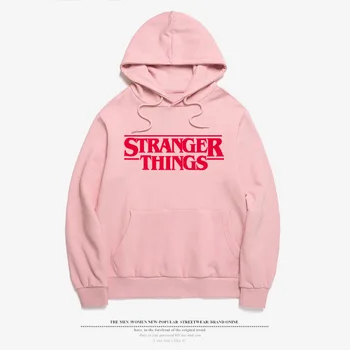 

Stranger Things Letter Print Hoodies Women Sweatshirt Round Neck Long Sleeve Loose Hoodie with Hat Streetwear Moletom