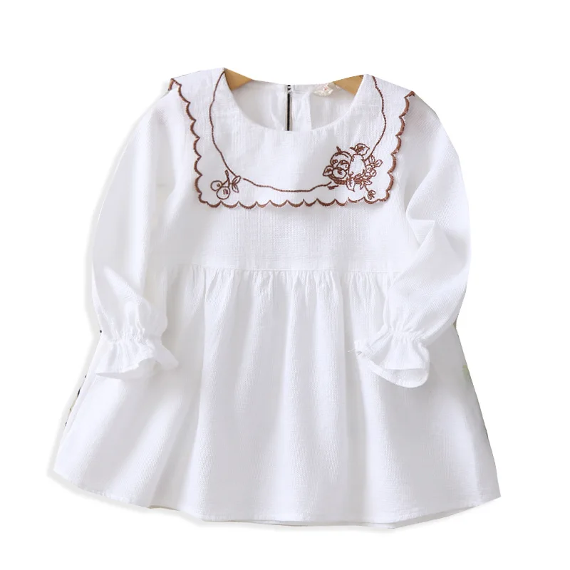 Весеннее платье для девочек, детское кружевное платье принцессы с вышивкой вишни и длинными рукавами