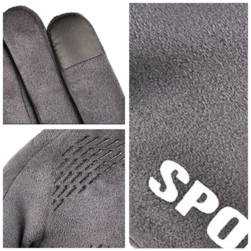 Зимние мужские ветрозащитные перчатки с манжетами теплые велосипедные варежки