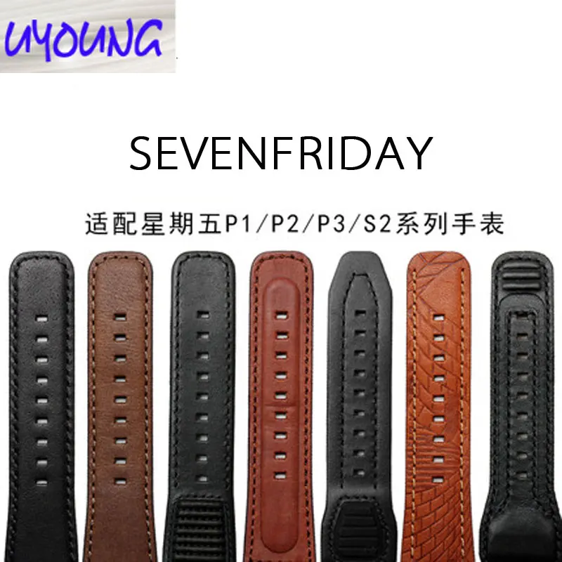 Ремень для часов из натуральной кожи адаптирован к SEVENFRIDAY seven Friday P1/P2/P3/S2/M2B оригинальные модели стиль 28 мм ремешок