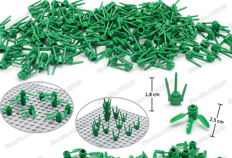 Blade grass Green plant Building Blocks Accessories Assembling city forest garden Figures Street view model child christmas toys