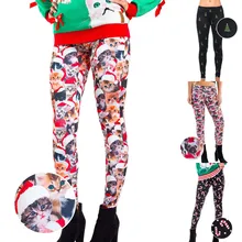 Модные женские леггинсы для фитнеса с принтом для бега в спортзале стрейч спортивные штаны лосины рождественские Джеггинсы Леггинсы mujer W10