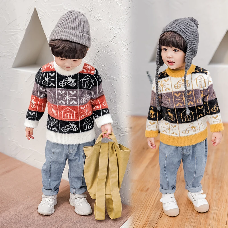 

Boys Sweaters Knitted Knit 2019 Kids Jumper Pullover Toddler Children Fall Autumn Winter 18M to 7 Years