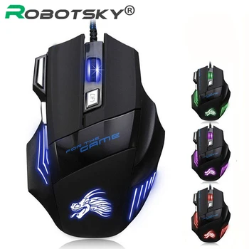 

H7 Gaming Mouse Wired 7 Buttons 5500 DPI Esports RGB Backlit Slient Mouse Professional Optical Office Mouse for PC Laptop