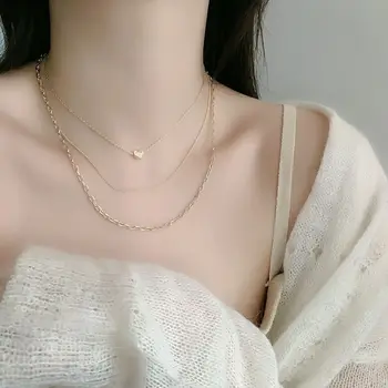 

2020 New Style Normcore Style Heart Three Layer Necklace INS Cool Street Snap Choker-Style Simple Necklace