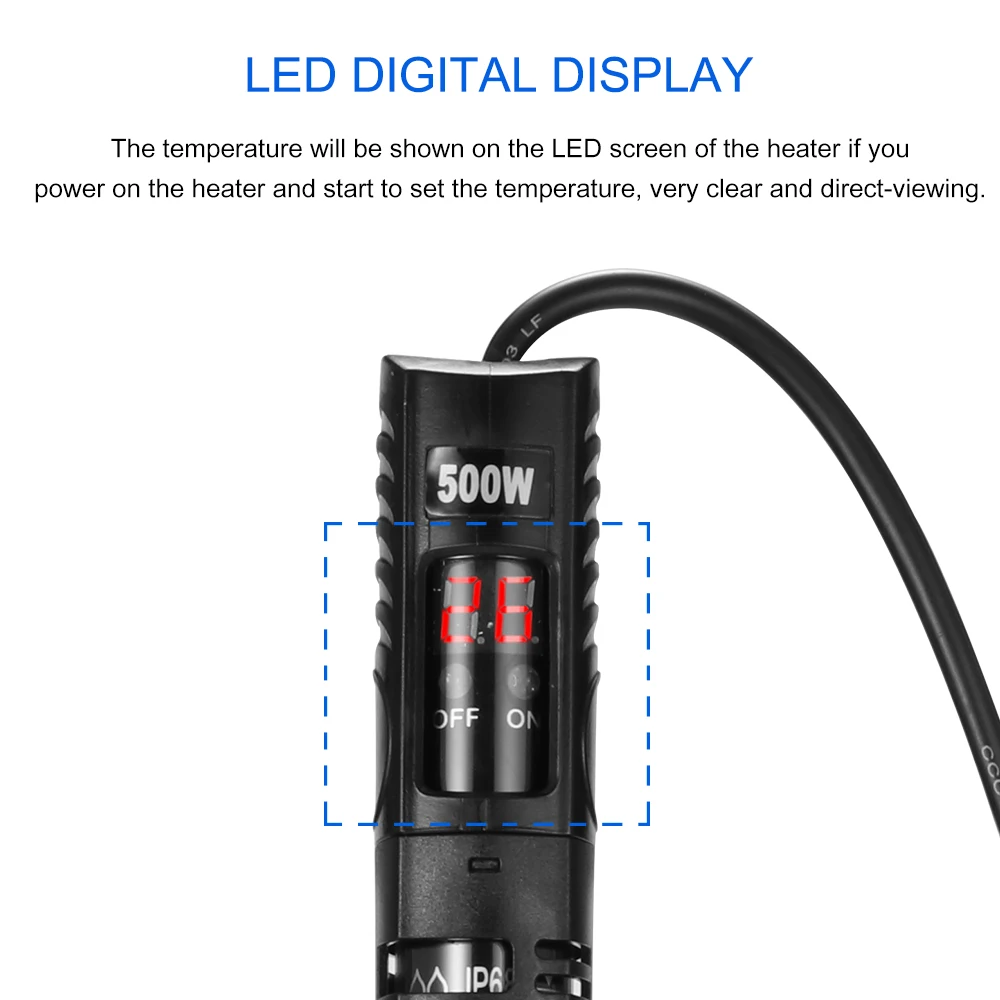 Погружной Титан Аквариум Нагреватель для аквариума воды Нагревательный стержень с интеллигентая(ый) светодиодный Дисплей Водолей со встроенным термометром 50-500W