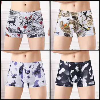 

4pcs Sexy Underwear Men Boxer Underpants Knickers Sexy Breathable Bulge Pouch Boxershorts Casual Male Underwear Cueca Masculina