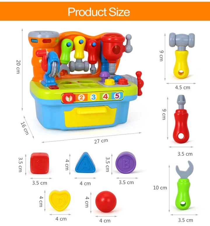 HOLA TOYS 907 детские игрушки мастерская Brinquedos Bebe Juguettes младенческий инструмент со звуком Дети раннего обучения игры игрушка для детей подарок