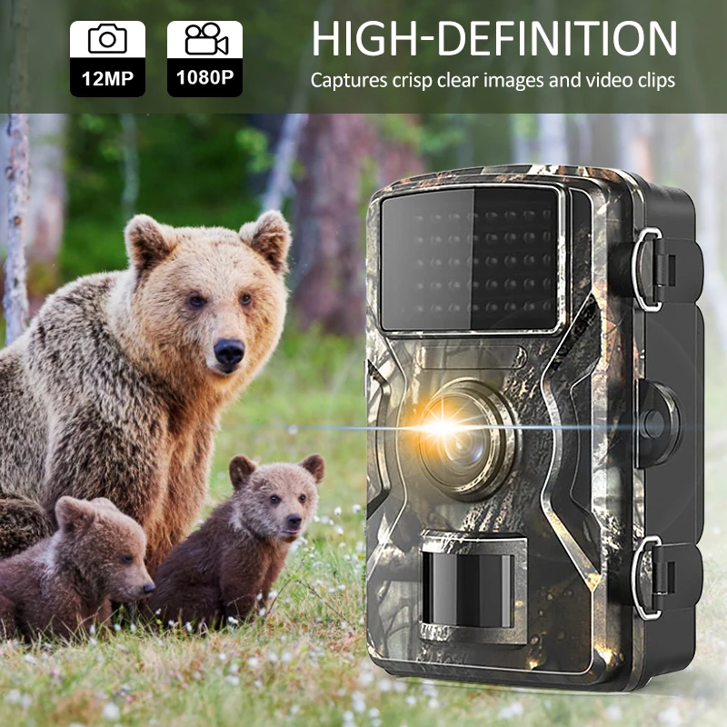 12MP 1080P Wildlife Hunting Camera Motion Activated Security Camera IP66 Waterproof Infrared Night Vision Hunting Trail