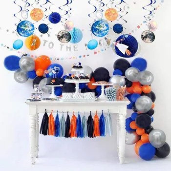 

63pcs Outer Space Astronaut Balloon Arch Kit Blue Latex Garland Theme Boy Kid Birthday Party Backdrop Decor Baby Shower Supply