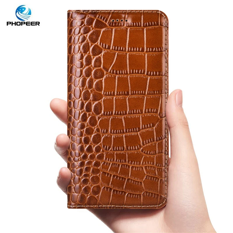 Crocodile Genuine Leather Case For Meizu U20 Pro 7 Plus Note 9 Business Flip Cover Mobile Phone Cases | Мобильные телефоны и