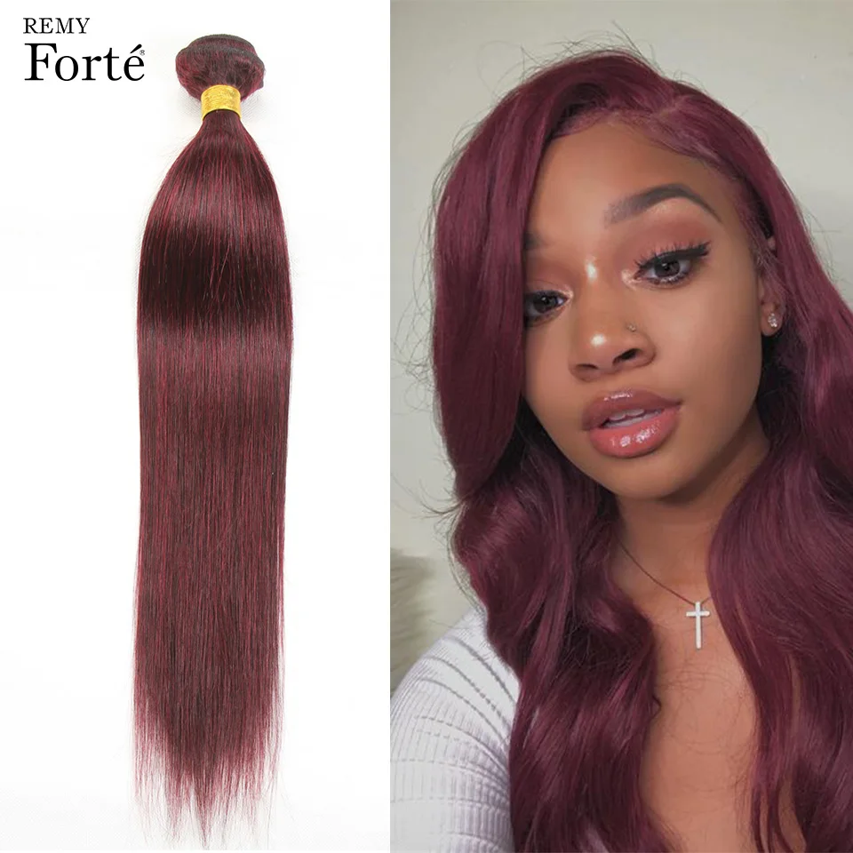 

Remy Forte 99j Red Human Hair Bundles Remy Brazilian Hair Weave Bundles 30 Inch Straight Hair Bundles Single Bundles Human Hair