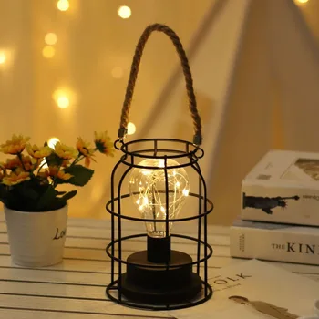

Iron LED Lantern Balcony 15 Fairy Lights Outdoor Events Wedding Party Patio USB Rechargeable Night Lamp Home Decor Hanging Bar