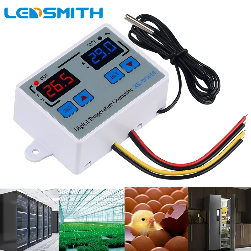 

Digital Thermostat Celsius Fahrenheit Switch Temperature Controller for incubator Relay LED 10A Heater Cooler Direct Output